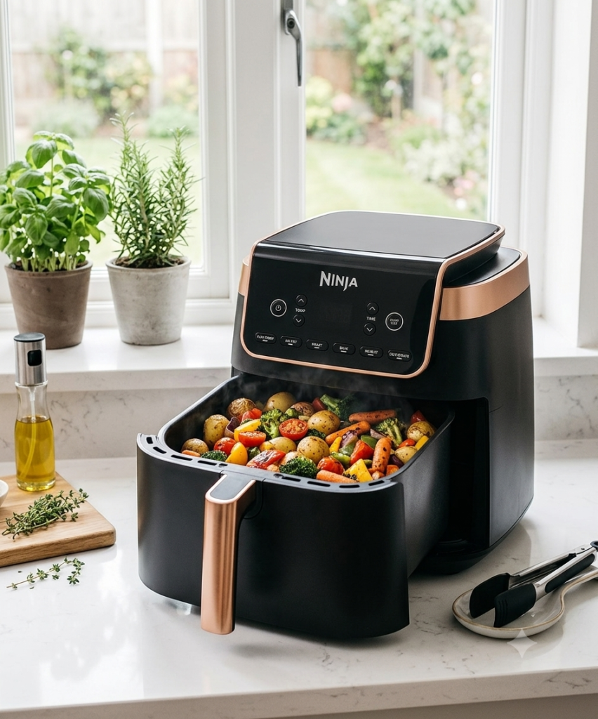 freidora de aire Ninja MAX PRO cocinando verduras