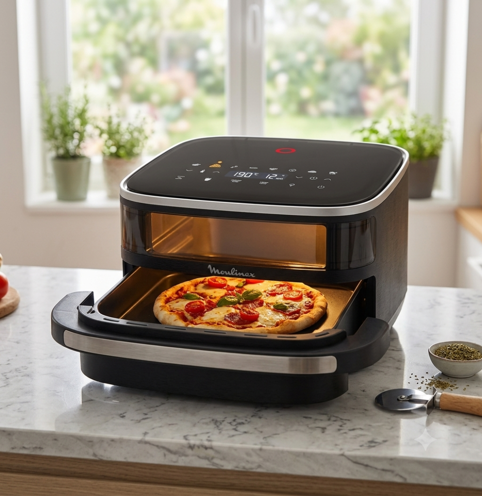 Moulinex Easy Fry XL Surface AL4018F0 freidora de aire 6 litros con pizza en el interior